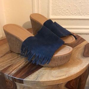 Marc Fisher suede & cork wedges